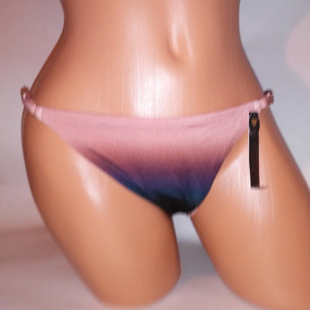 Victoria Secret Swim Bikini 38C Top XL Bottom Ombre Black Mauve Push Up String